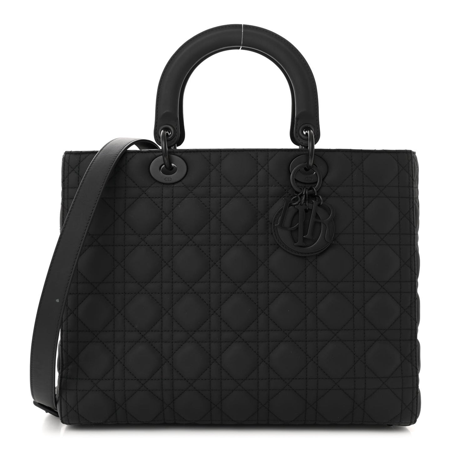 Ultra Matte Calfskin Cannage Large Lady Dior Black