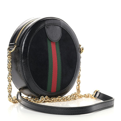 Gucci Suede Patent Web Mini Ophidia Round Shoulder Bag Black 3 of 11