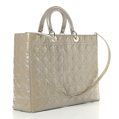 Christian Dior Patent Cannage Extra Large Lady Dior Beige 3 of 11