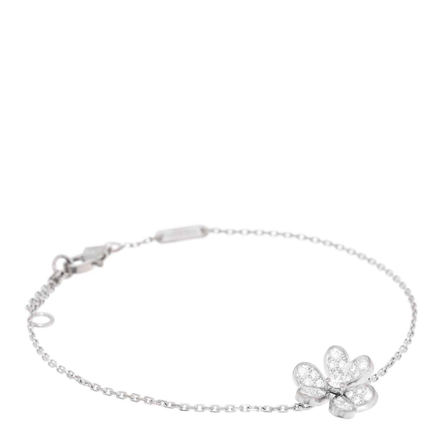 Van Cleef & Arpels 18K White Gold Diamond Mini Frivole Pave Bracelet 1 of 3