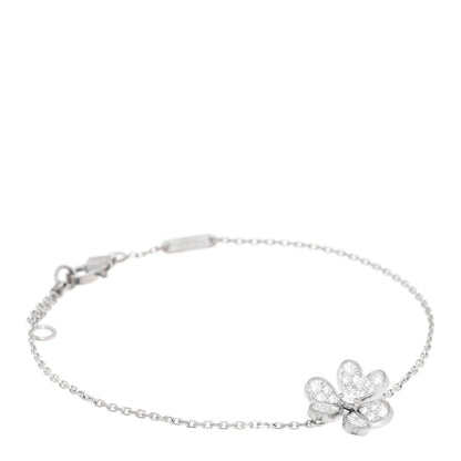 Van Cleef & Arpels 18K White Gold Diamond Mini Frivole Pave Bracelet 1 of 3