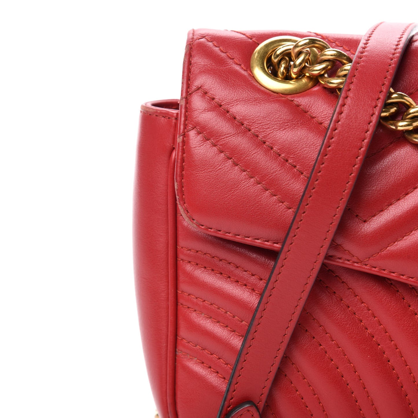 Calfskin Matelasse Small GG Marmont Shoulder Bag Hibiscus Red