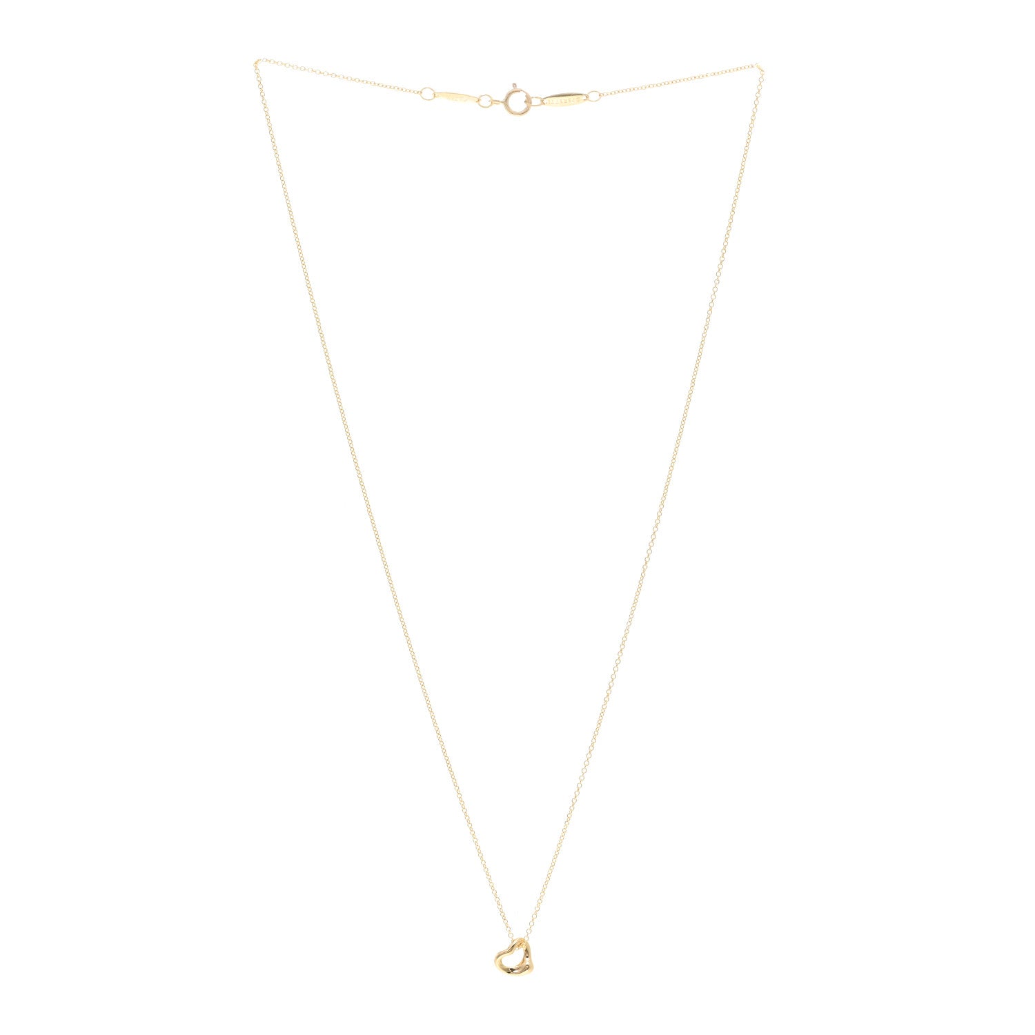 Tiffany 18K Yellow Gold 7mm Elsa Peretti Open Heart Pendant Necklace 3 of 4