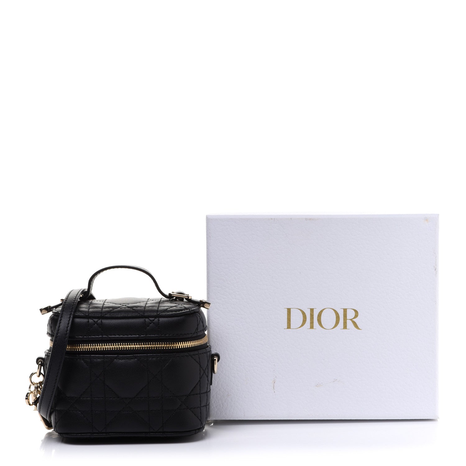 Christian Dior Lambskin Cannage Micro Lady Dior Vanity Case Black 10 of 10