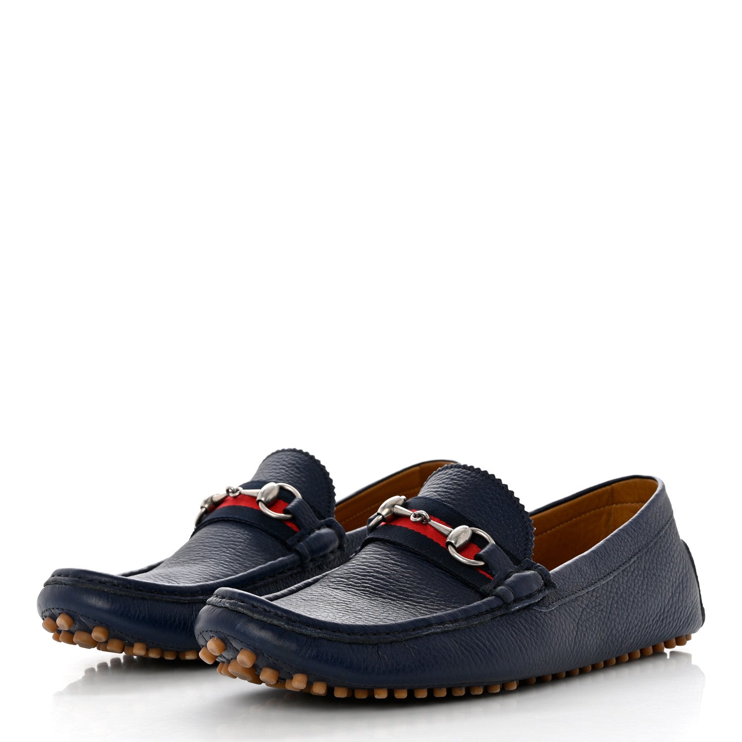 Gucci Road Calfskin Web Mens Horsebit Driver Loafers 9.5 Maritime 3 of 10