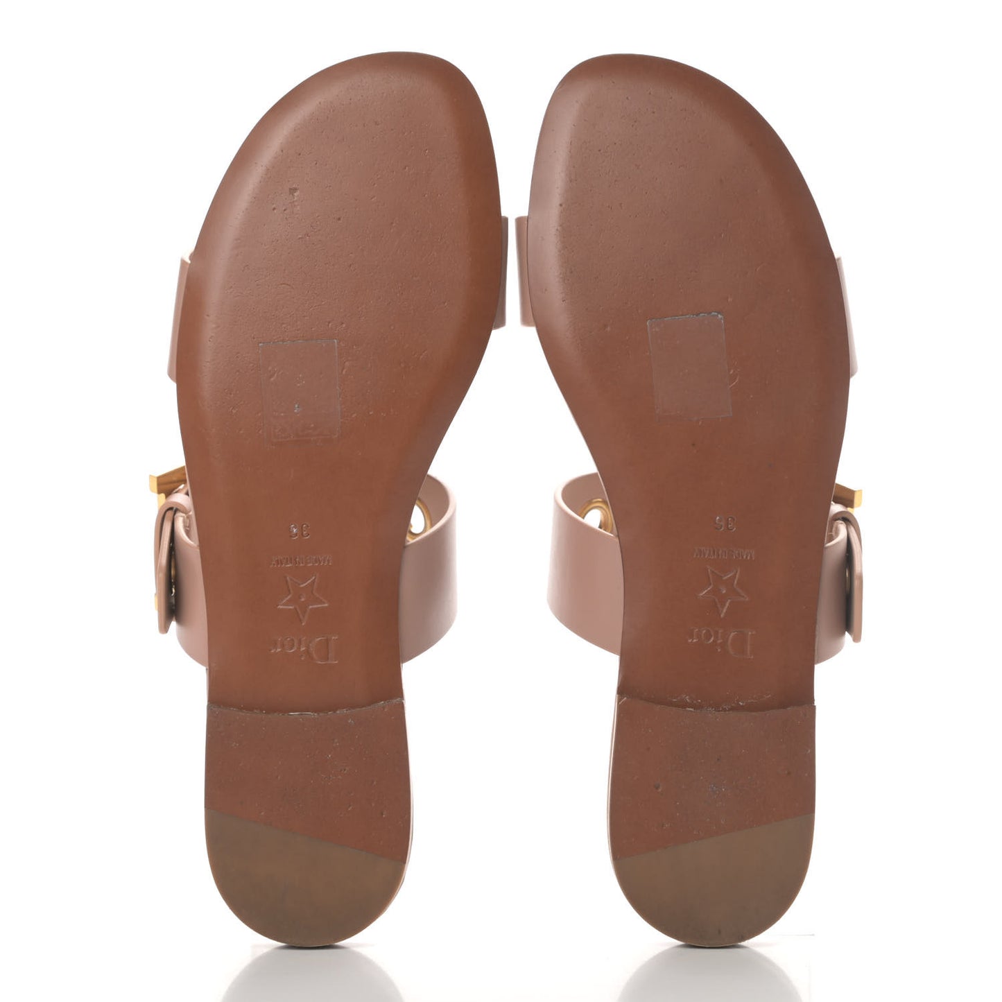 Calfskin D-Dior Slide Sandals 36 Rose De Vents