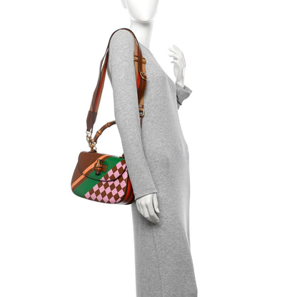 Gucci Calfskin Geometric Print Medium Bamboo 1947 Top Handle Bag Brown 2 of 10