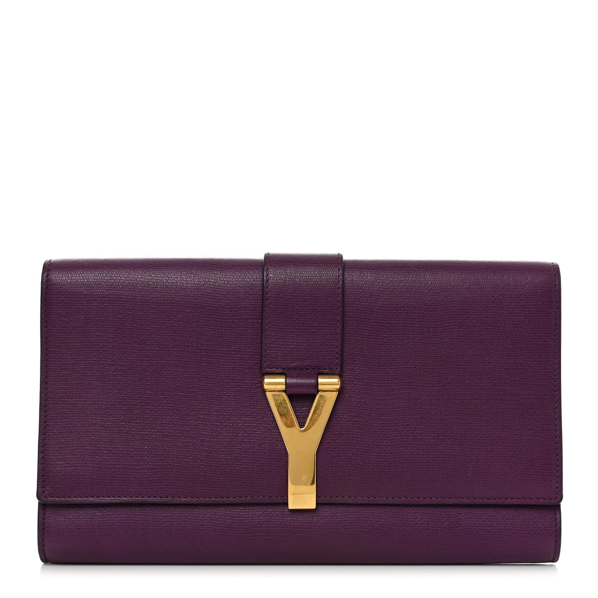 Saint Laurent Textured Calfskin Classic Y Ligne Clutch Purple 1 of 10