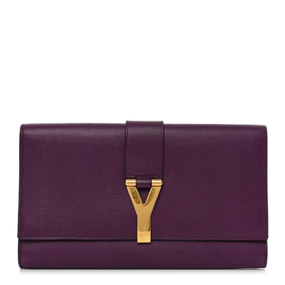 Saint Laurent Textured Calfskin Classic Y Ligne Clutch Purple 1 of 10