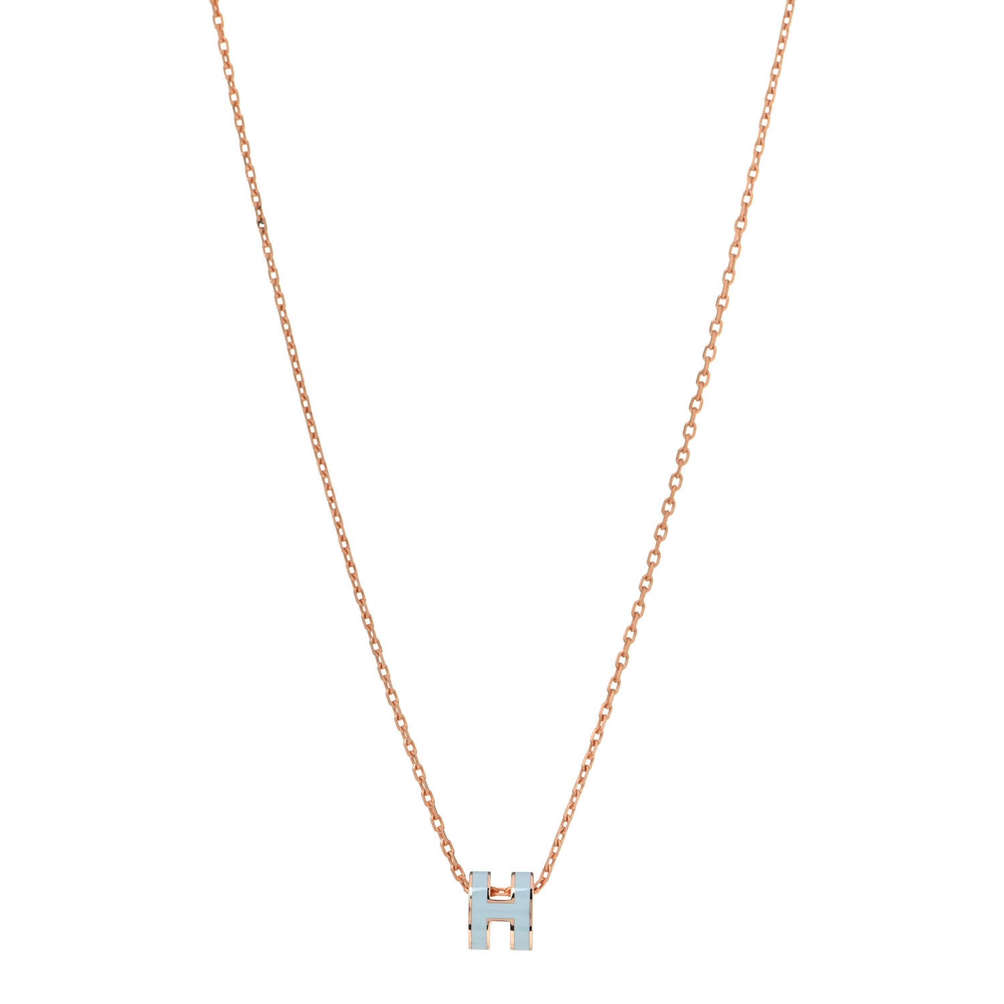 Lacquered Rose Gold Mini Pop H Pendant Necklace Bleu Zephyr