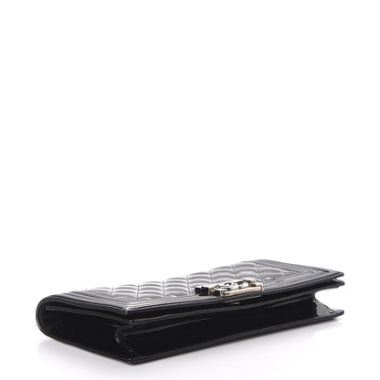 Chanel Patent Quilted Boy Flap Clutch Black 4 of 10