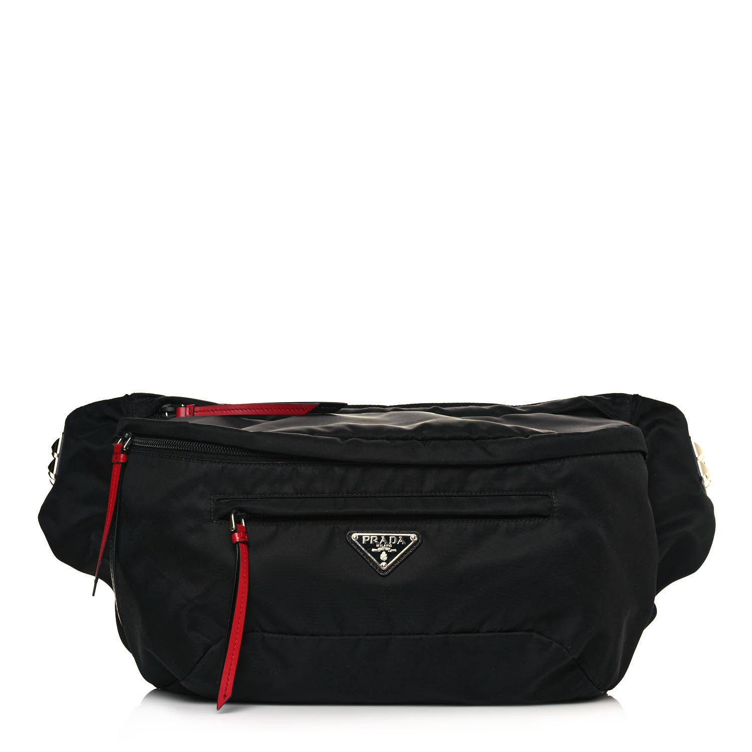 Prada Tessuto Nylon Calfskin Studded Belt Bag Black 1 of 9