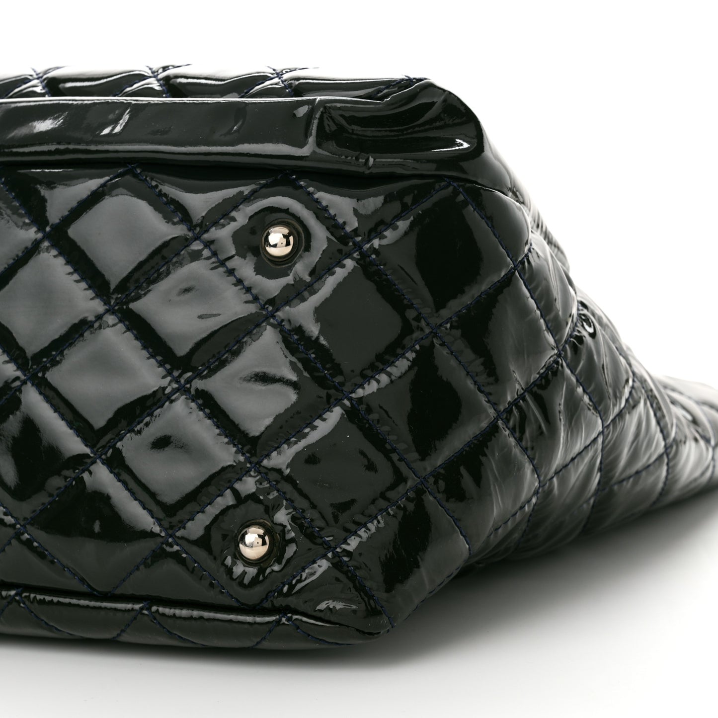 Patent Quilted Chic and Glitter Large Tote Navy Blue