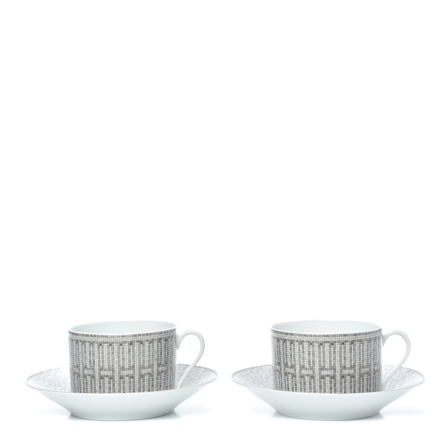 Porcelain Mosaique Au 24 Platine Tea Cup And Saucer Set Of 2 Platinum
