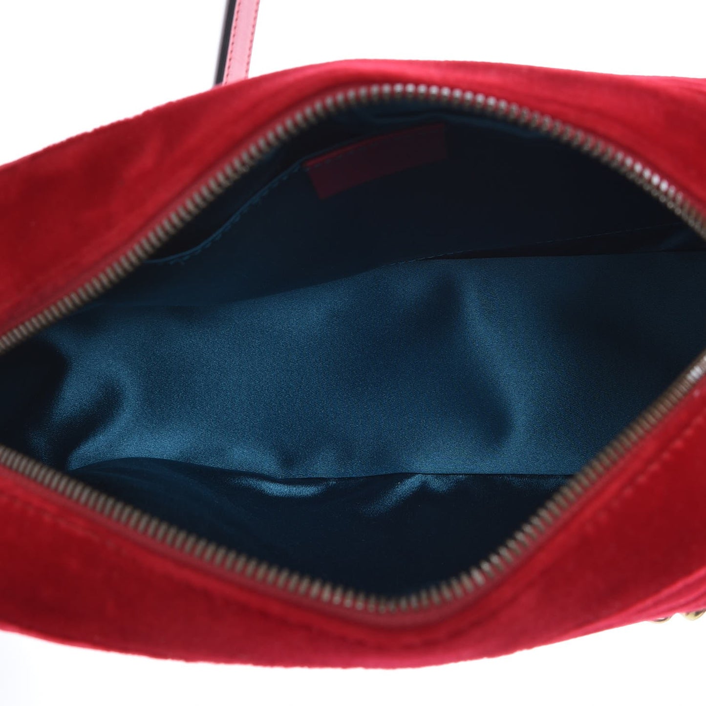 Velvet Matelasse Small GG Marmont Chain Shoulder Bag Hibiscus Red