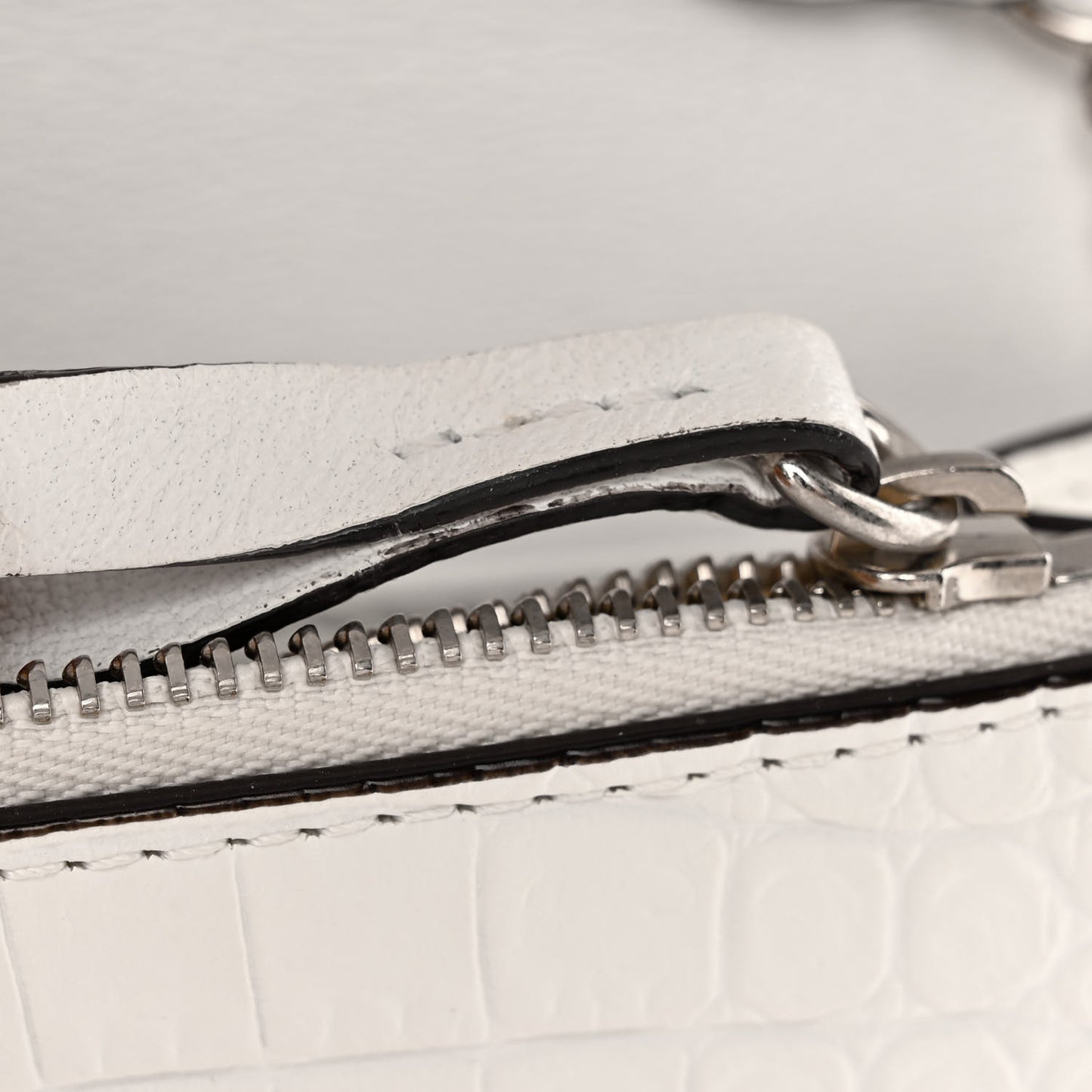 Calfskin Crocodile Embossed Palace Crossbody Latte