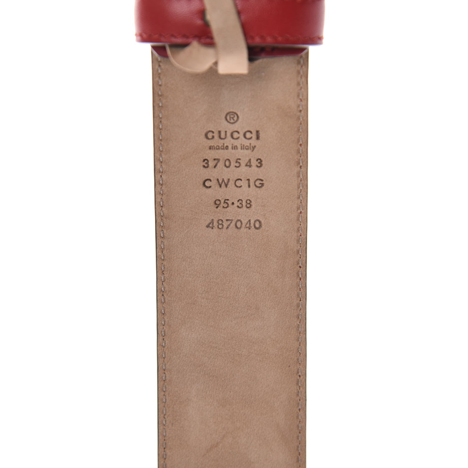 Gucci Guccissima Signature Interlocking G 37mm Belt 95 38 Hibiscus Red 3 of 4