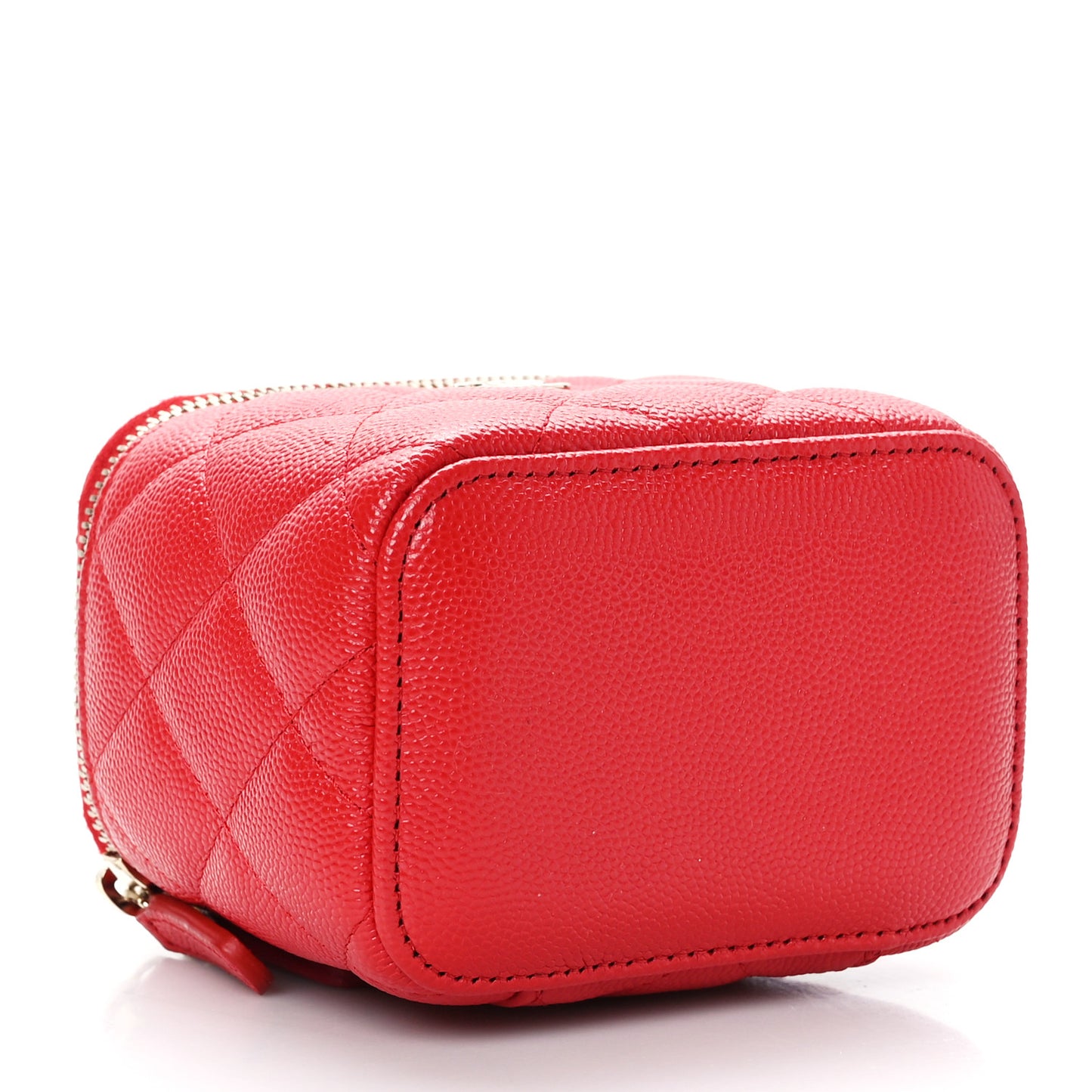 Caviar Quilted Mini Vanity Case With Chain Red