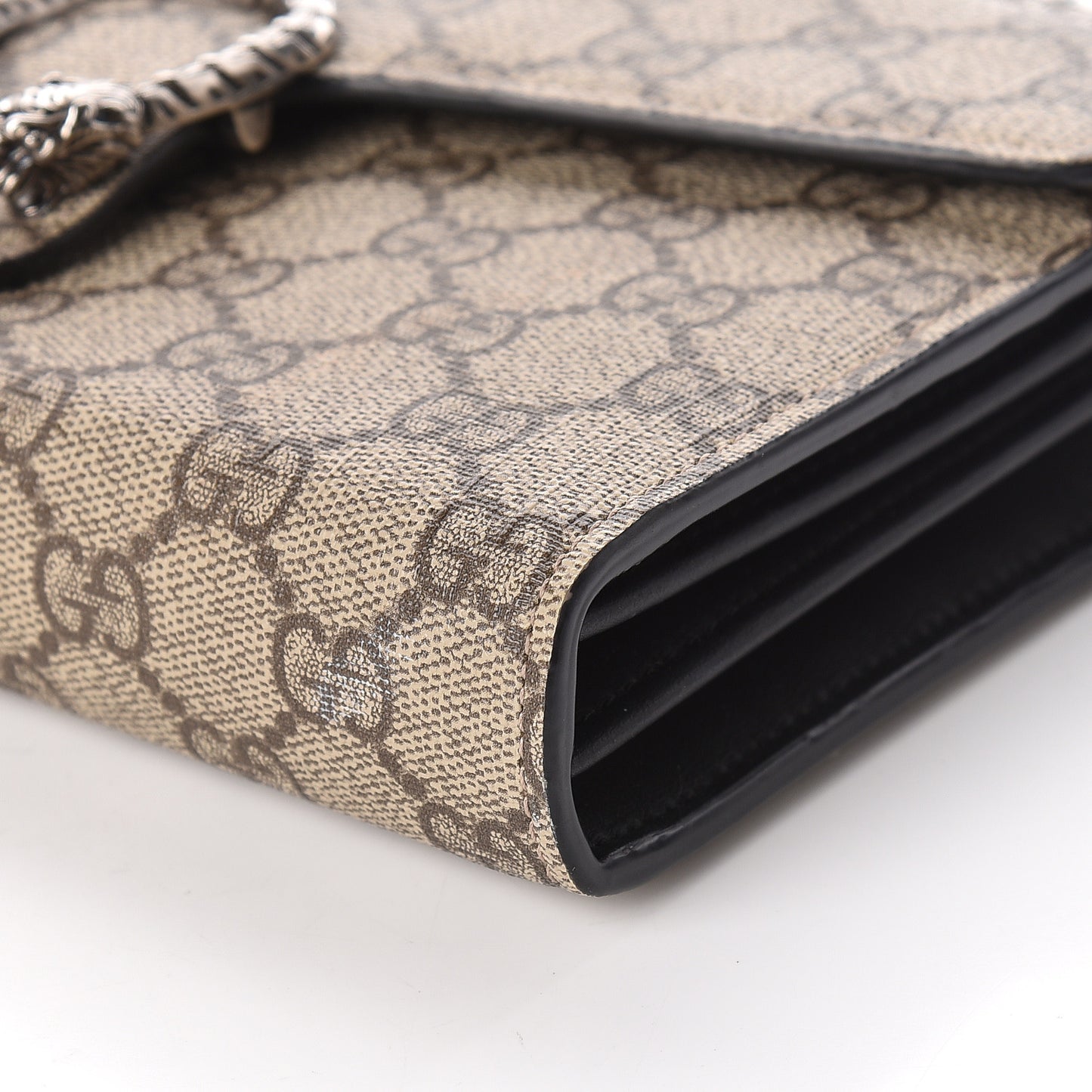 GG Supreme Monogram Mini Dionysus Chain Wallet Beige Black