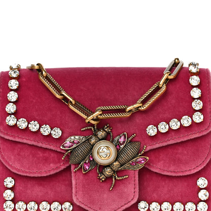 Gucci Velvet Crystal Mini Bee Broadway Shoulder Bag Light Raspberry Rose 8 of 27