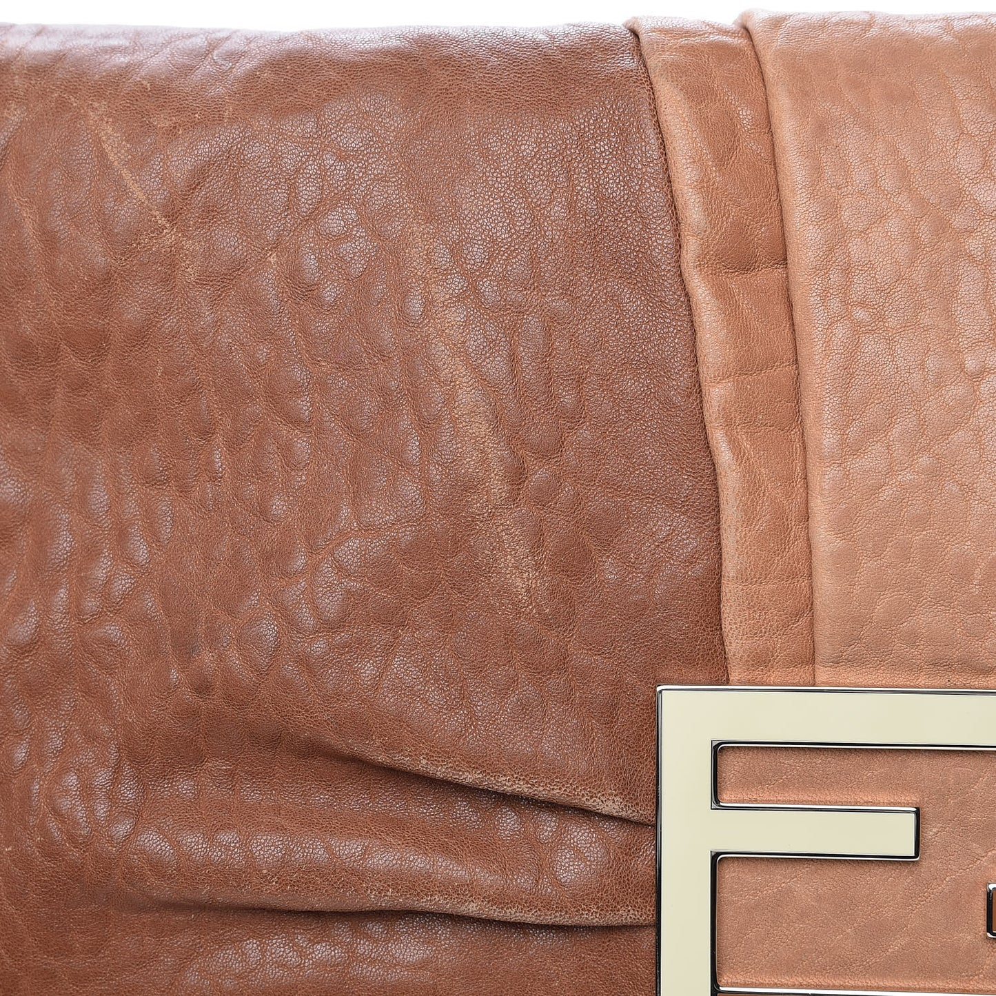 Crinkled Lambskin Colorblock Large Mia Shoulder Flap Camel Osso Naturale