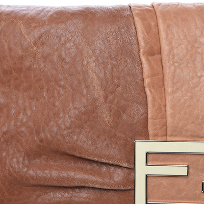 Fendi Crinkled Lambskin Colorblock Large Mia Shoulder Flap Camel Osso Naturale 9 of 17