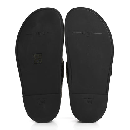 Fendi Fabric Jacquard Nappa FF Womens Sabot Mules 39 Tobacco Black 6 of 10