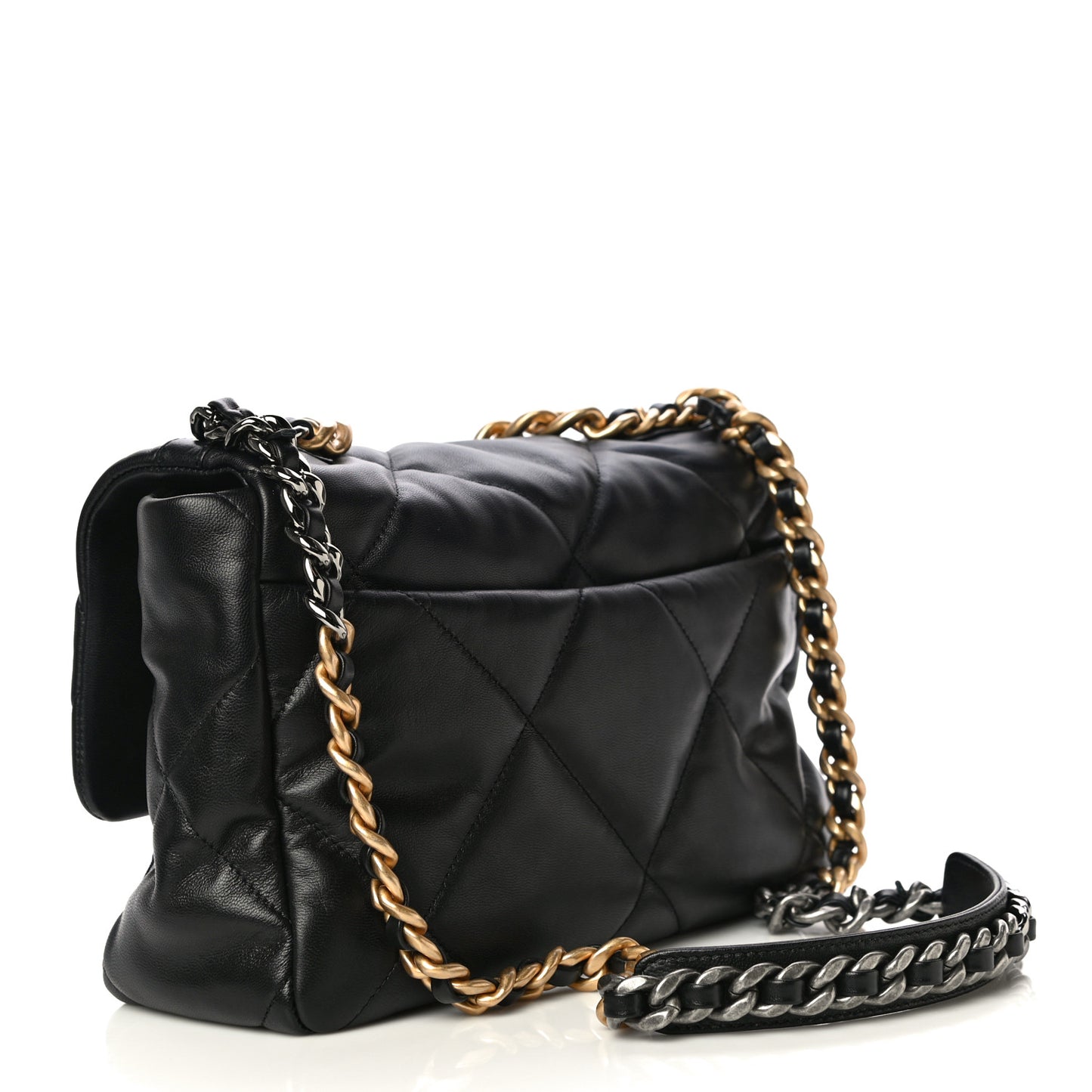 Goatskin Quilted Large Chanel 19 Flap Black