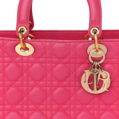 Christian Dior Lambskin Cannage Large Lady Dior Fuchsia 10 of 15