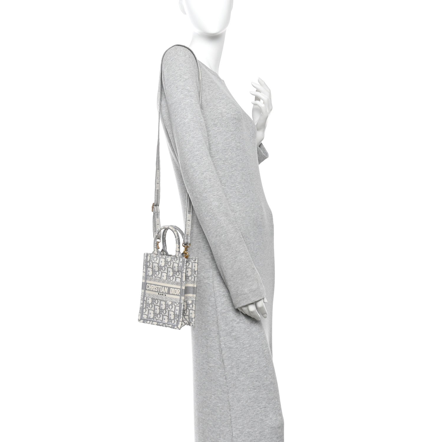 Christian Dior Oblique Mini Book Tote Phone Bag Grey 2 of 10