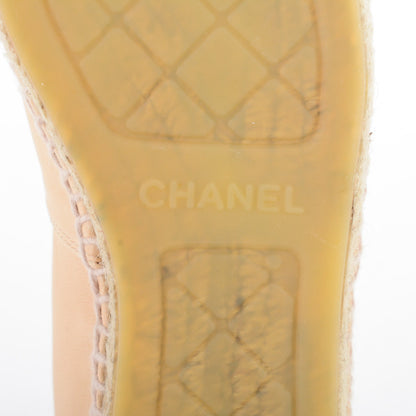 Chanel Lambskin CC Espadrilles 35 Beige Black 7 of 12