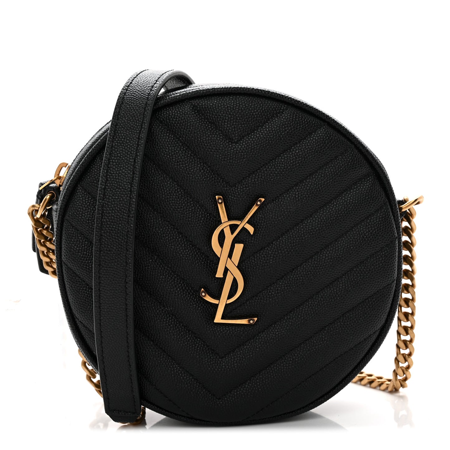 Grain De Poudre Matelasse Chevron Quilted Round Vinyle Camera Bag Black