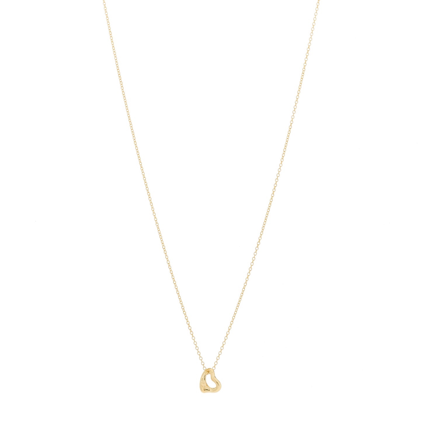 18K Yellow Gold 7mm Elsa Peretti Open Heart Pendant Necklace
