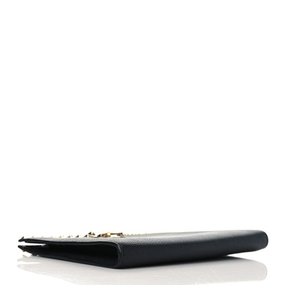 Valentino Garavani Pebbled Calfskin Rockstud Flip Lock Clutch Wallet Black 4 of 9
