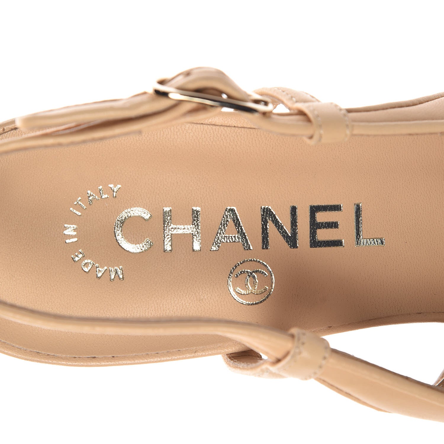 Chanel Lambskin Cap Toe CC Slingback Pumps 38.5 Beige Black 6 of 7