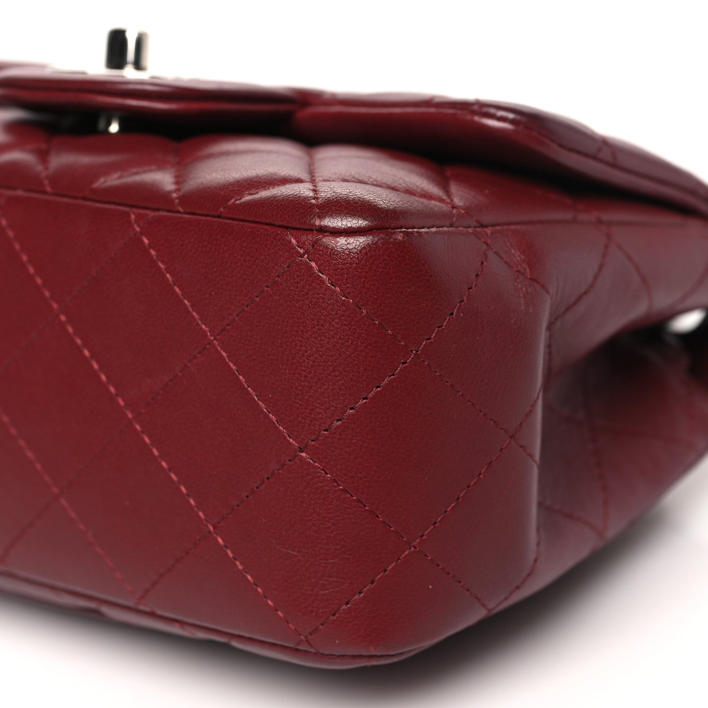 Lambskin Quilted Mini Square Flap Burgundy