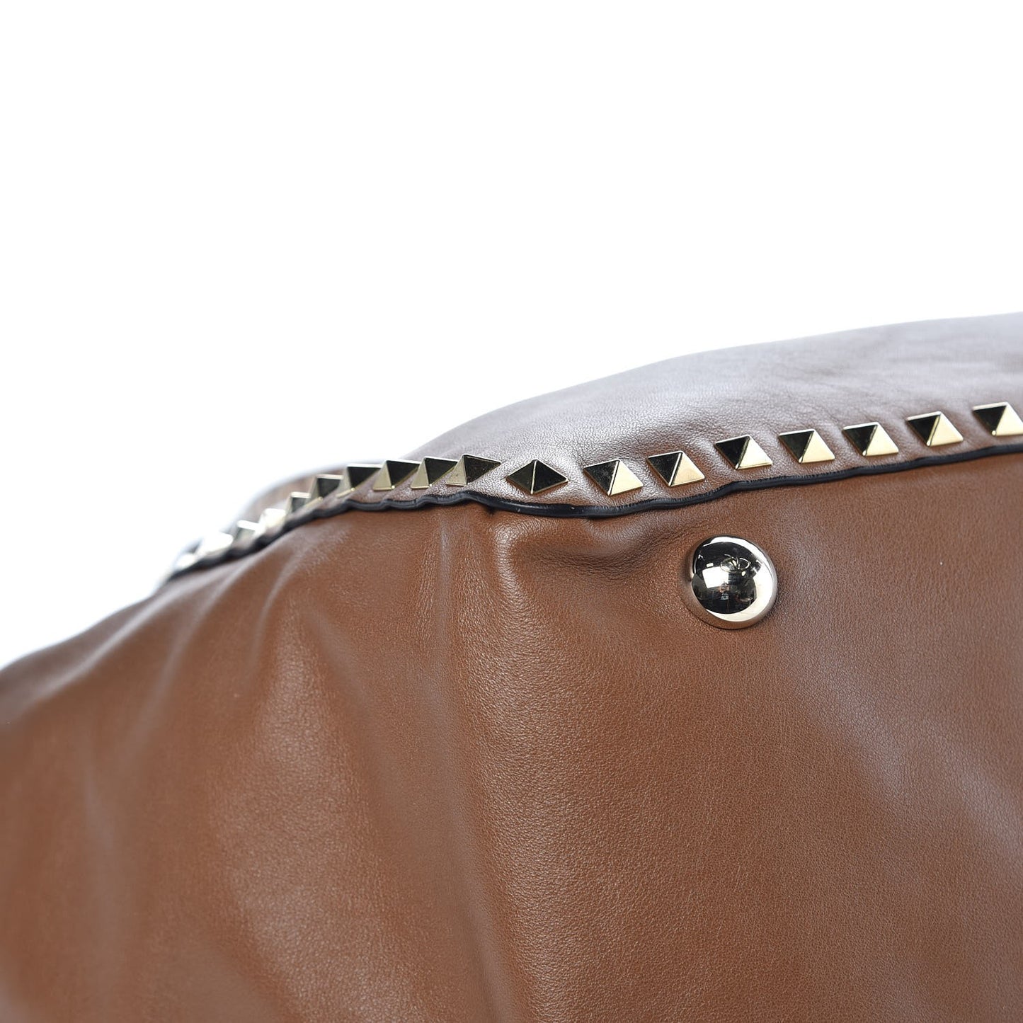 Vitello Medium Rockstud Tote Dark Noisette