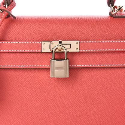 Hermes Epsom Kelly Sellier 25 Rose Jaipur Gold 8 of 10