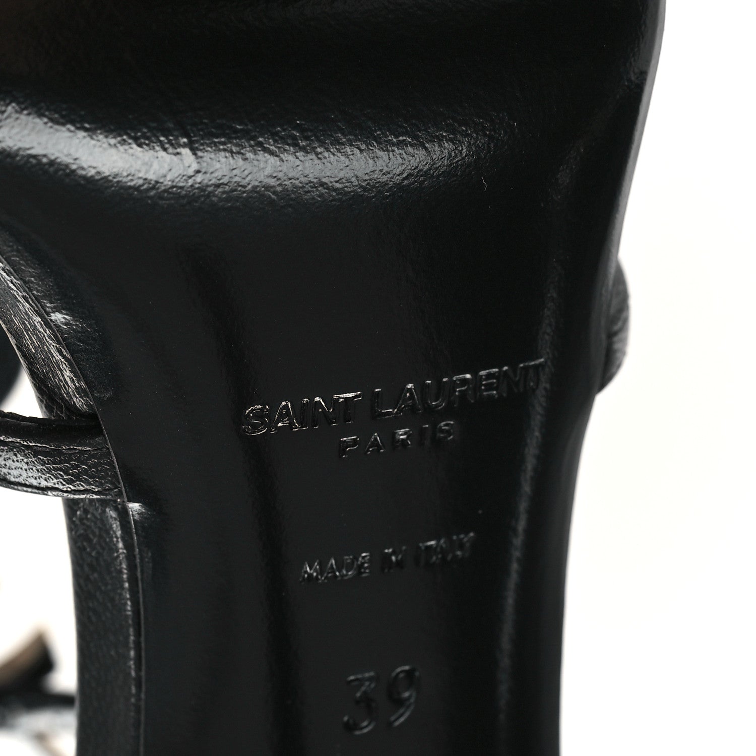 Saint Laurent Calfskin Cassandra 100 Ankle Strap Sandals 39 Black 7 of 10