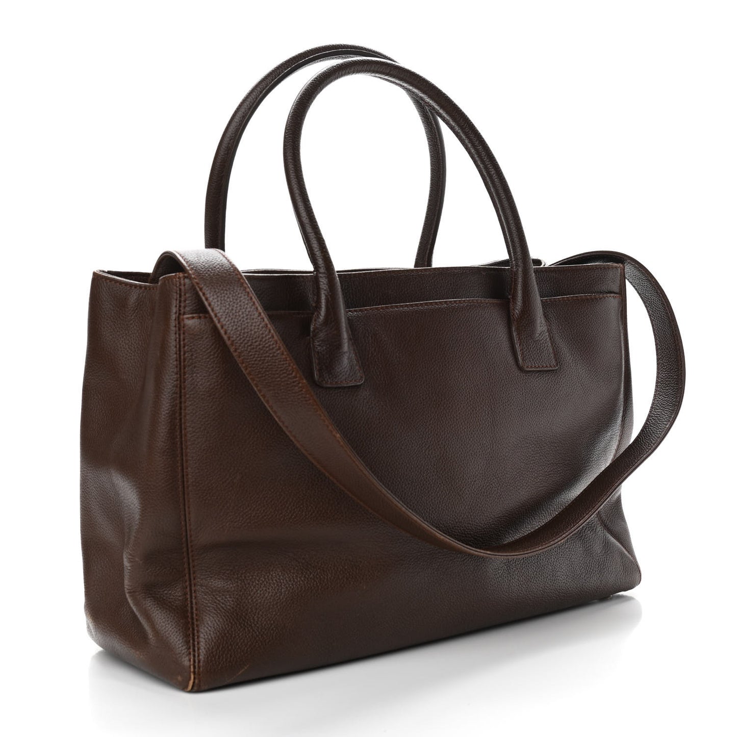 Calfskin Cerf Executive Shopper Tote Brown