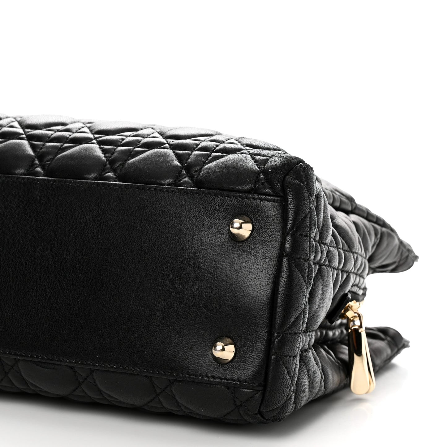 Lambskin Cannage Small Dior Soft Zipped Shopping Tote Black