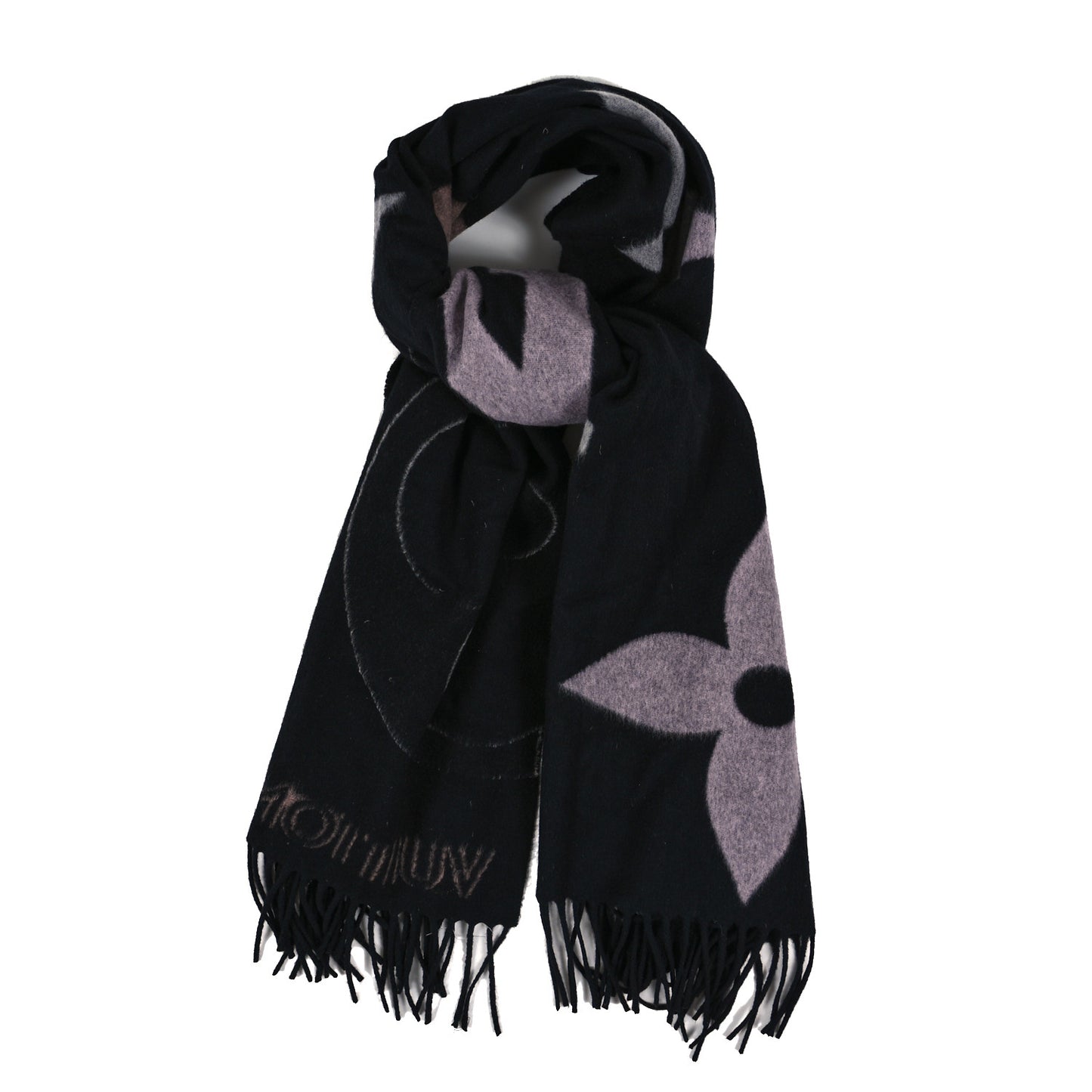 Cashmere Wool Monogram Ultimate Scarf Black