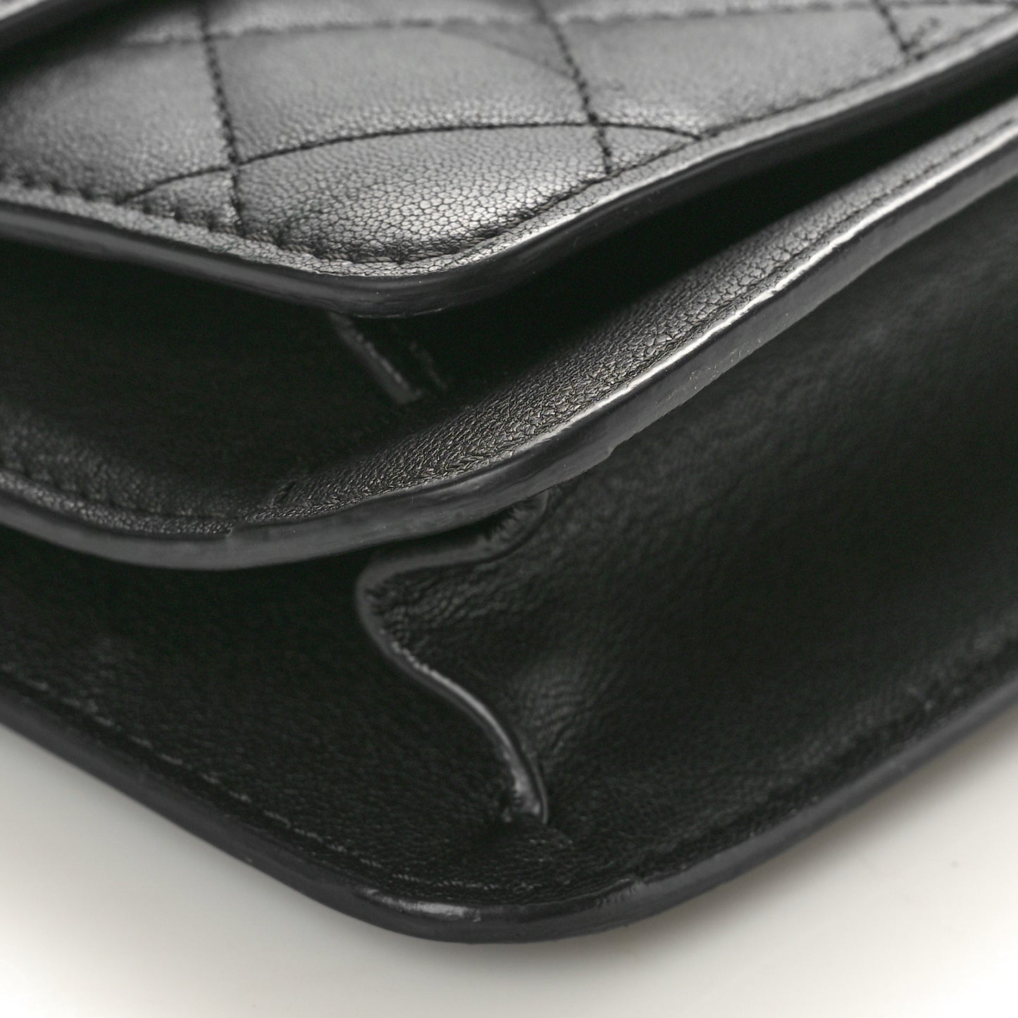 Grained Calfskin Quilted Small CC Box Top Handle Flap Black