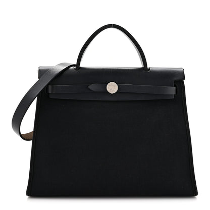 Hermes Military Toile Vache Hunter Herbag Zip PM 31 Black 1 of 19