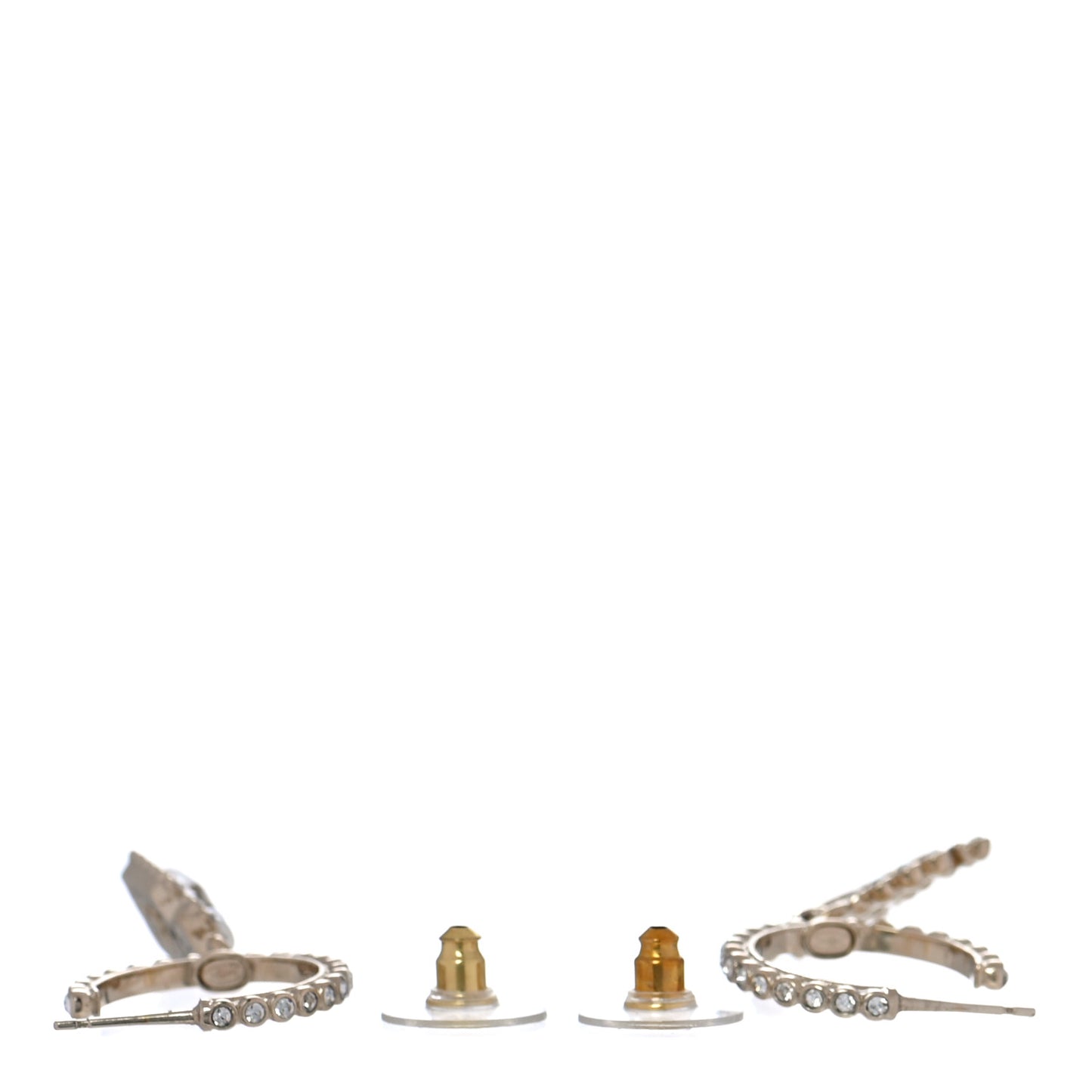 Crystal Pearl CC Perfume Bottle Drop Hoop Earrings Gold