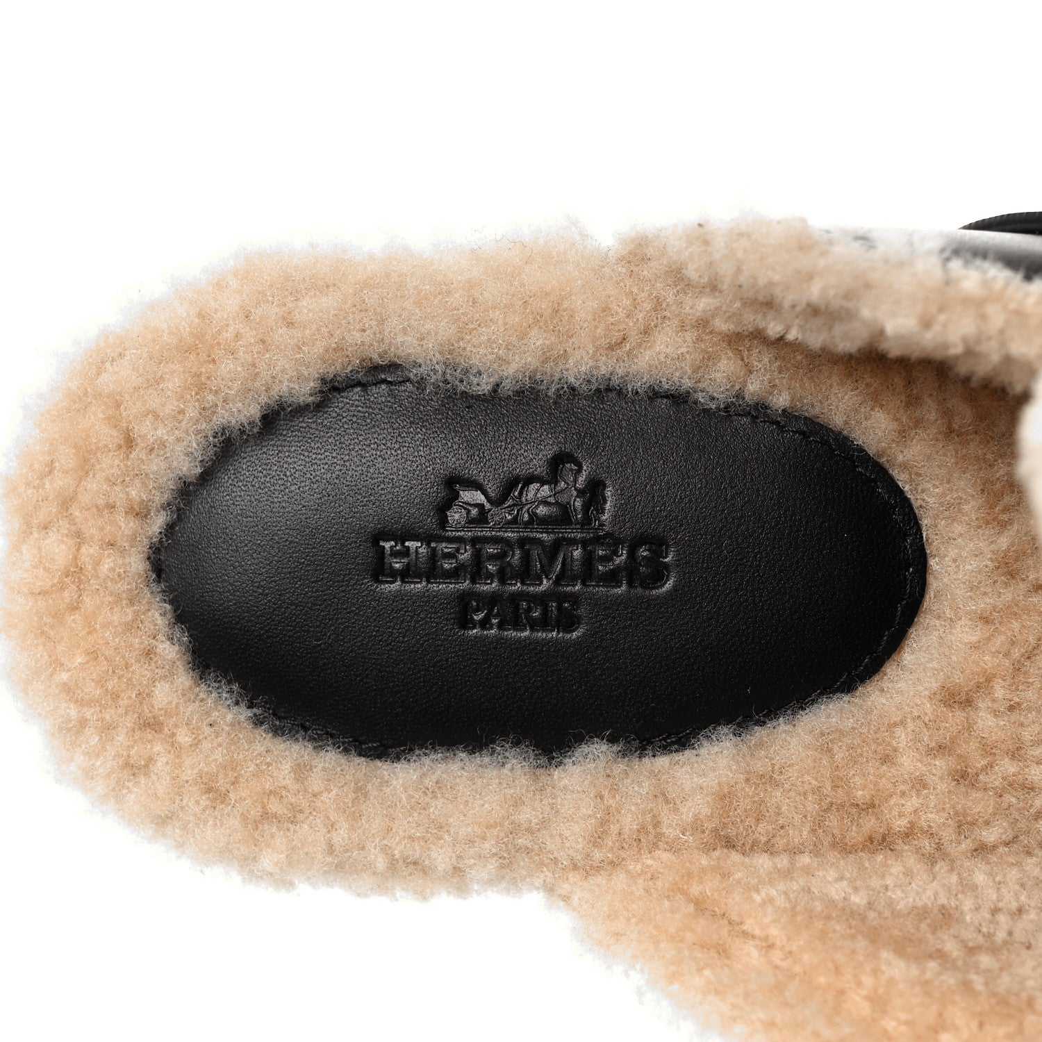 Hermes Calfskin Woolskin Carlotta Mules 37 Black 7 of 8