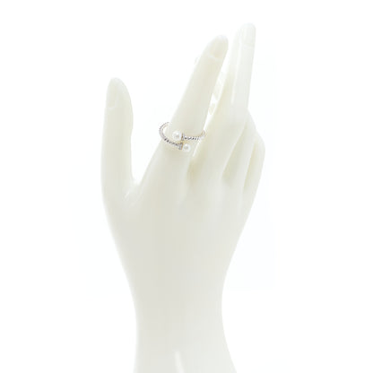 David Yurman 18K White Gold Pearl Diamond Petite Solari Bypass Ring 54 7 2 of 4