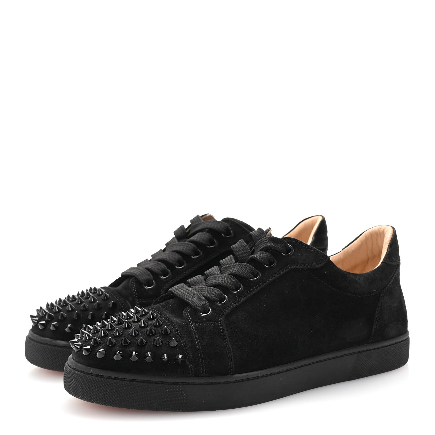 Christian Louboutin Suede Louis Junior Spikes Flat Sneakers 38 Black 7 of 20