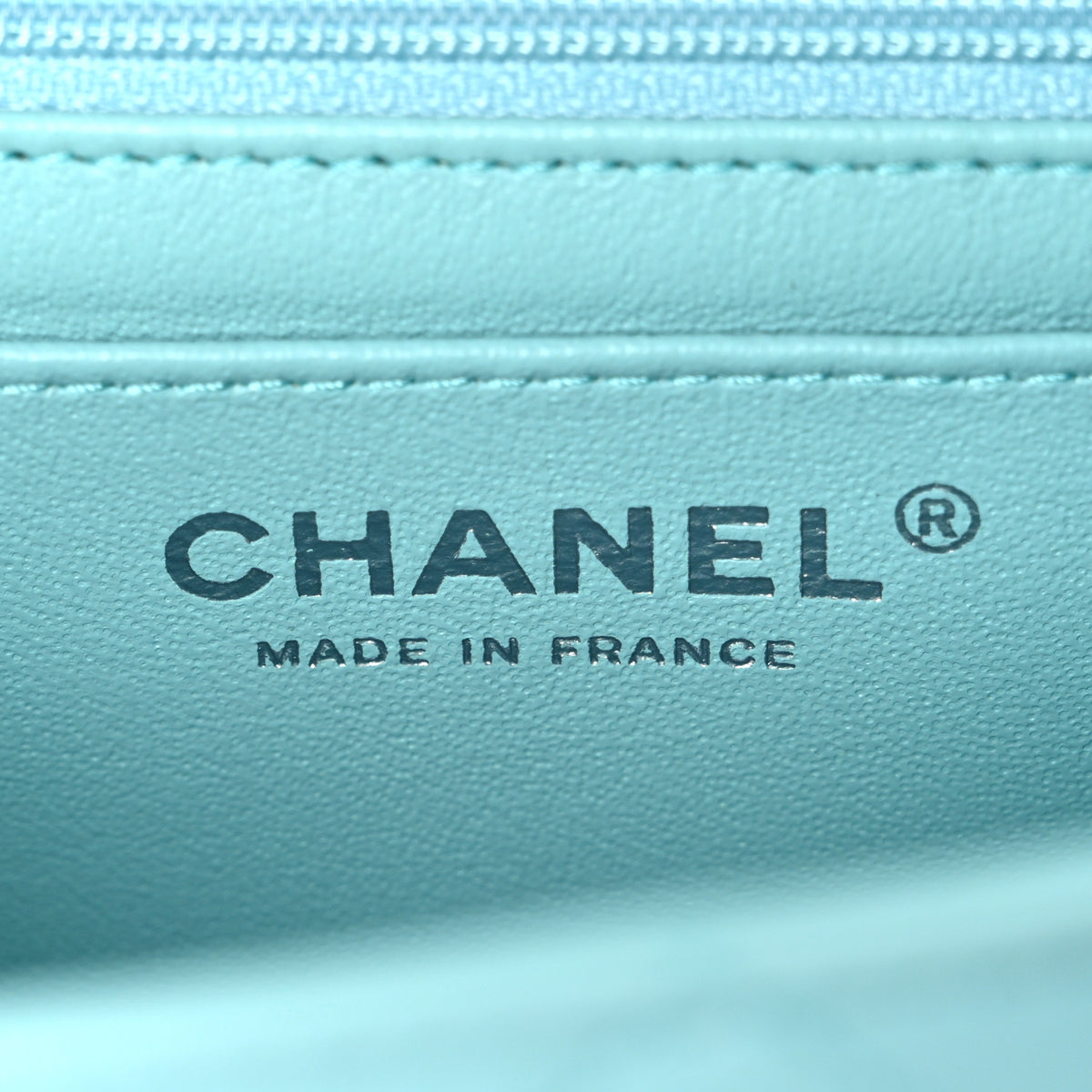 Lambskin Quilted Mini Rectangular Flap Light Blue