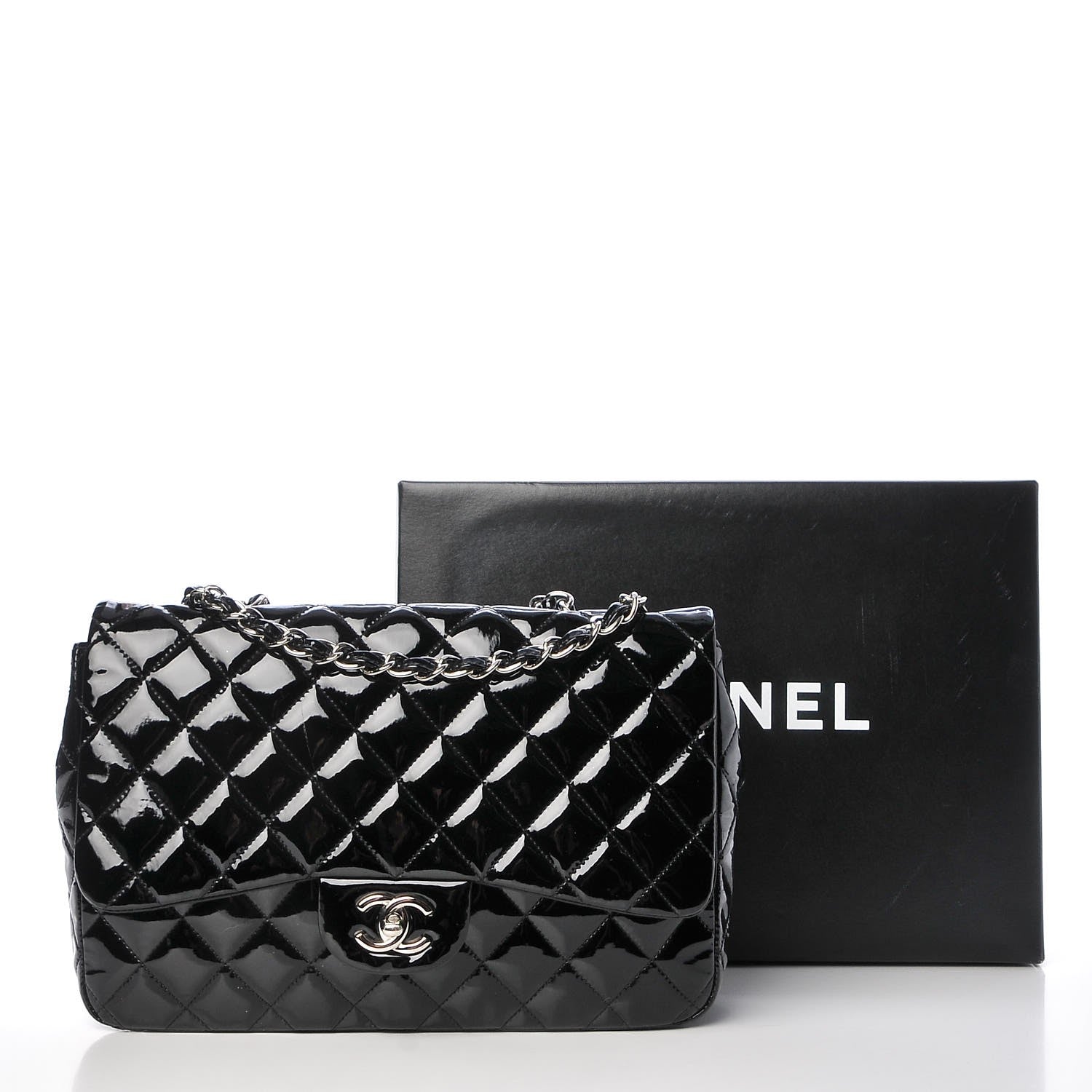 Chanel Patent Quilted Jumbo Single Flap Black 10 of 10